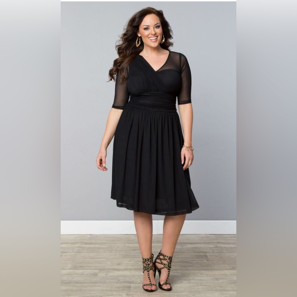 Kiyonna Black Modern Mesh‎ Dress.